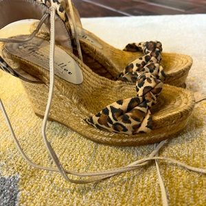 Bettye Muller Cheetah Woven lace up heels